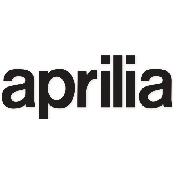 El nombre "aprilia" escrito en letras mayúsculas, negras y en negrita sobre fondo blanco.