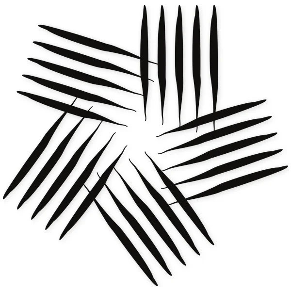 Abstract concentric star design with five points formed by elongated dark shapes radiating from the center.