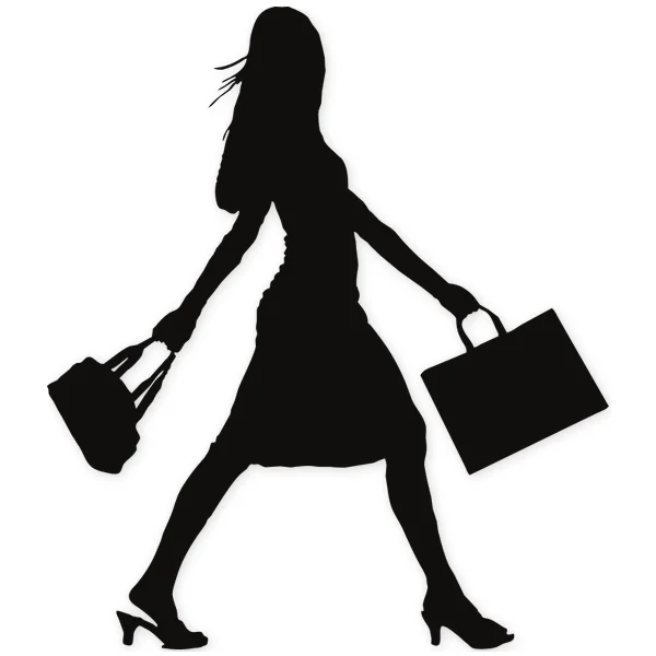 hurry · purse · shopping · executive · suitcase · fast · walking · woman · girl