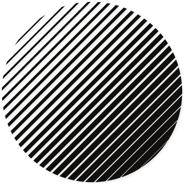 Círculo con líneas diagonales paralelas que crean un efecto de degradado de negro a blanco.