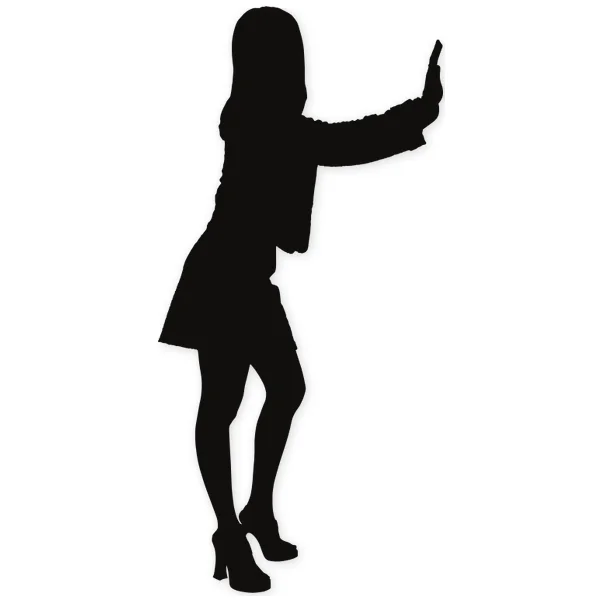 push · woman · hand · pose