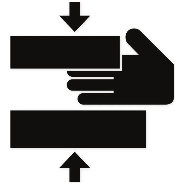 flattening · press · danger · hand