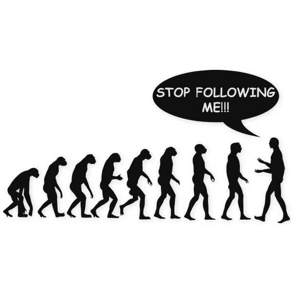 follow · darwin · humor · evolution · monkey