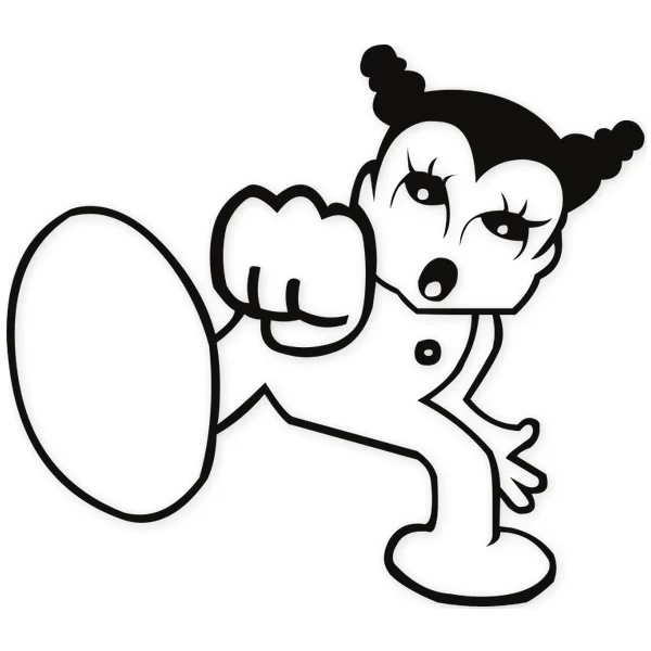 kick · pigtails · girl · cartoons