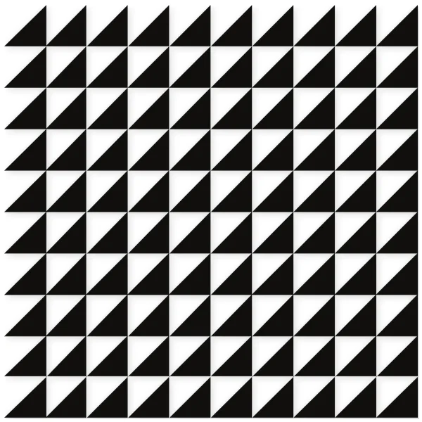 Pattern of black and white equilateral triangles arranged in a raised checkerboard.