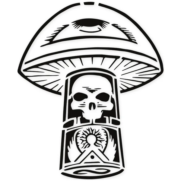 mushroom · eye · tattoo · skull
