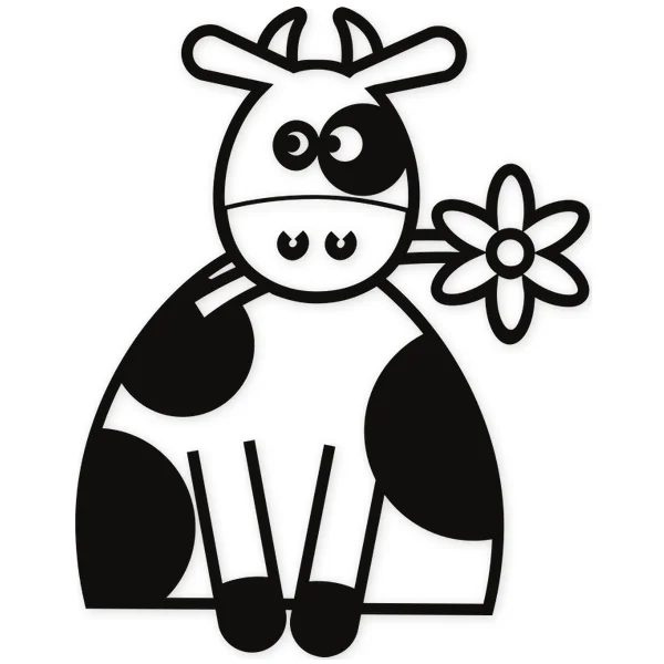 cow · horns · flower · kids