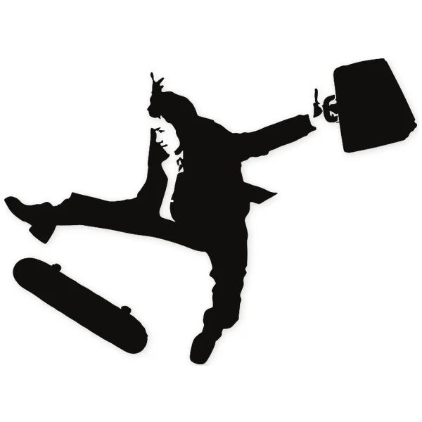 ejecutivo · maletin · skateboard · salto