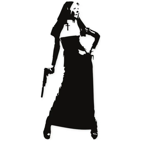 nun · murderer · gun · religion · weapon