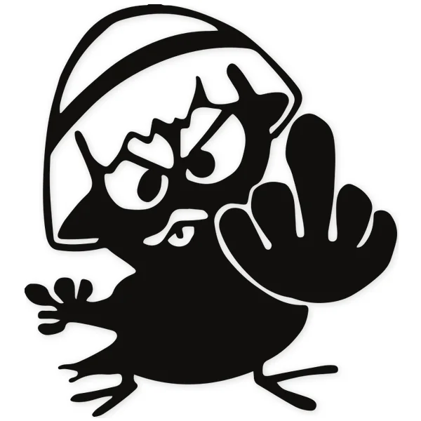calimero · egg · fuck off · finger · gesture · feather · fly