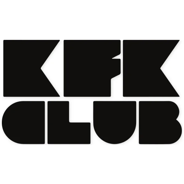 Text "KFK CLUB" in bold, geometric black letters stacked in two rows.