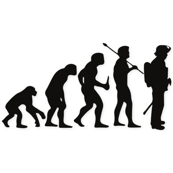 human · evolution · fireman · fire · ape