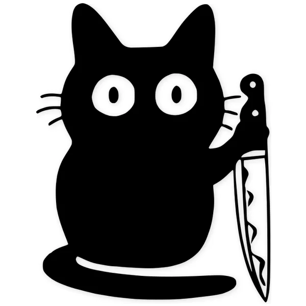 murderer · knife · terror · mascot · cat · dead